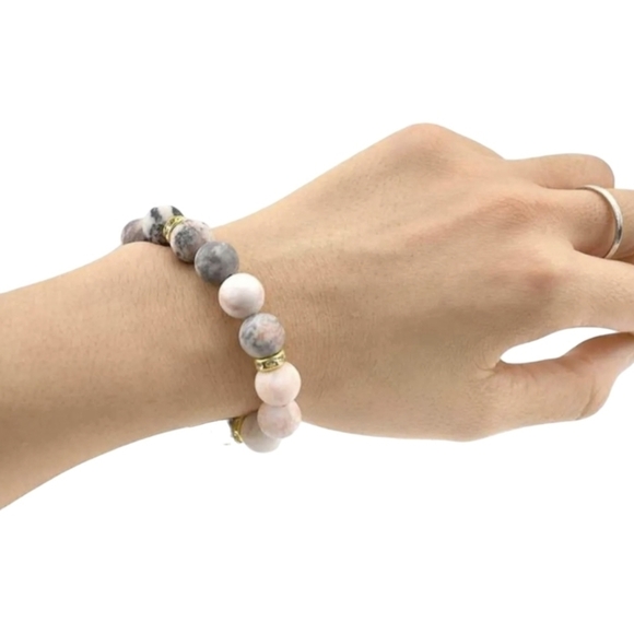 Pink Zebra Jasper Bracelet - Women's 10mm - Picture 2 of 2